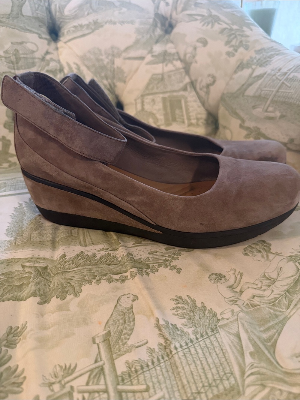 Clarks Taupe Suede Wedge Shoes